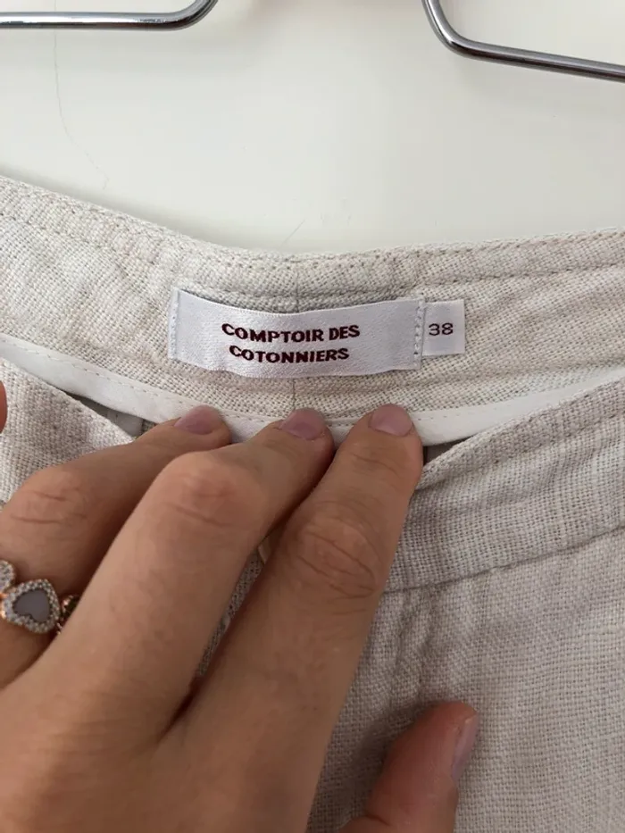 Bermuda 100% lin Comptoir des Cotonniers crème taille 38 - photo numéro 3