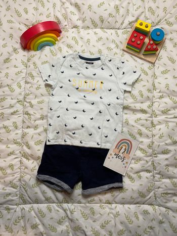 ensemble teeshirt manches courtes motifs crabes kiabi et short bleu marine orchestra 12 mois