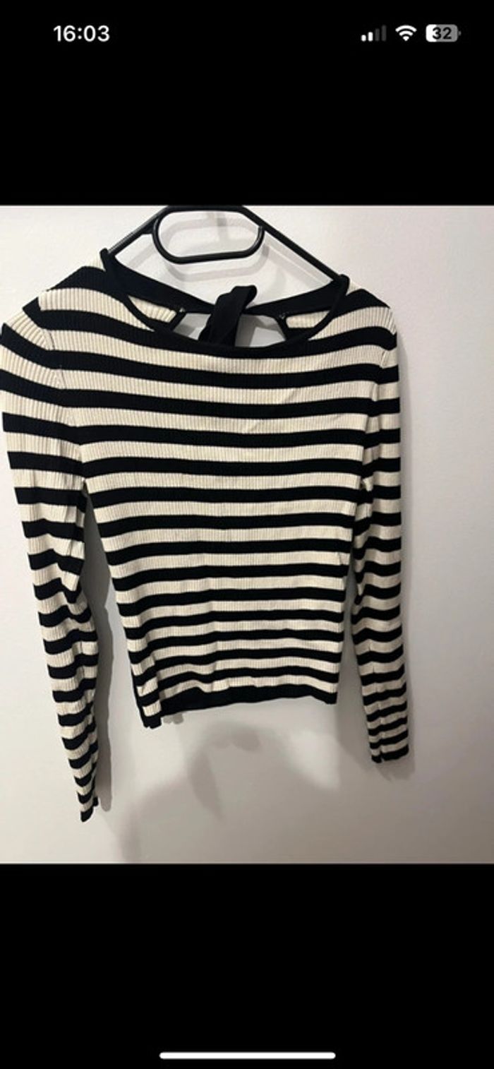 Top marinière Zara noir et blanc – manches longues – parfait rentrée- taille 36