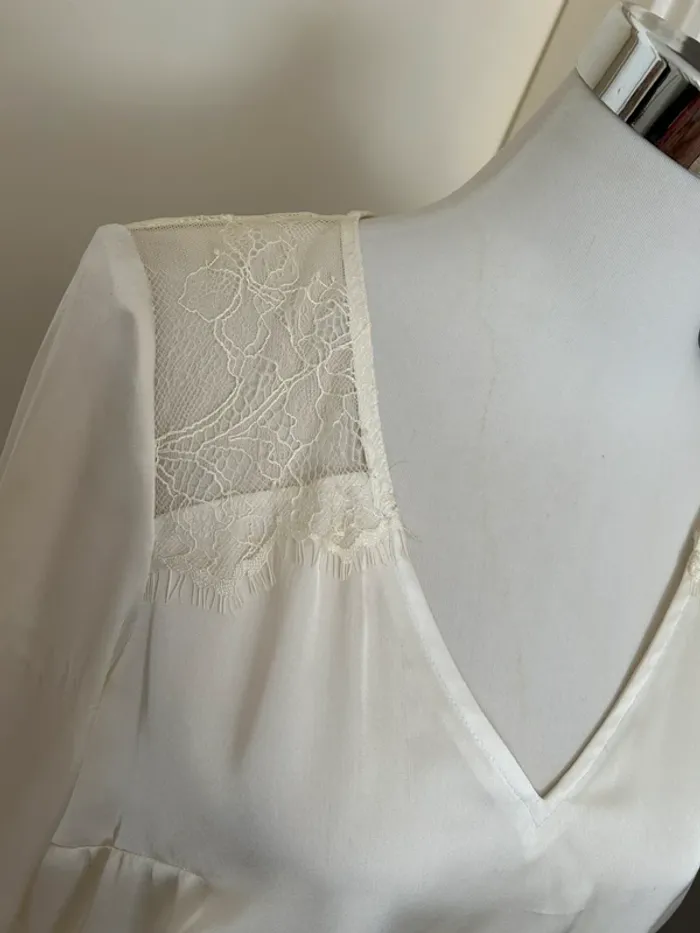 Naf Naf, blouse, écru, satinée, crème femme, taille 40 - photo numéro 2