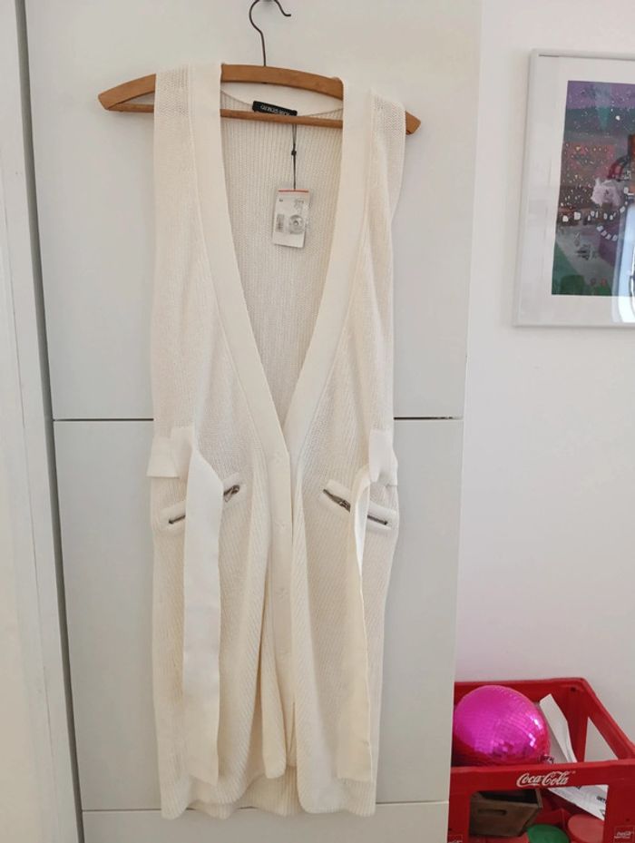 Robe / gilet maille écru ceinturé Georges Rech - photo numéro 8