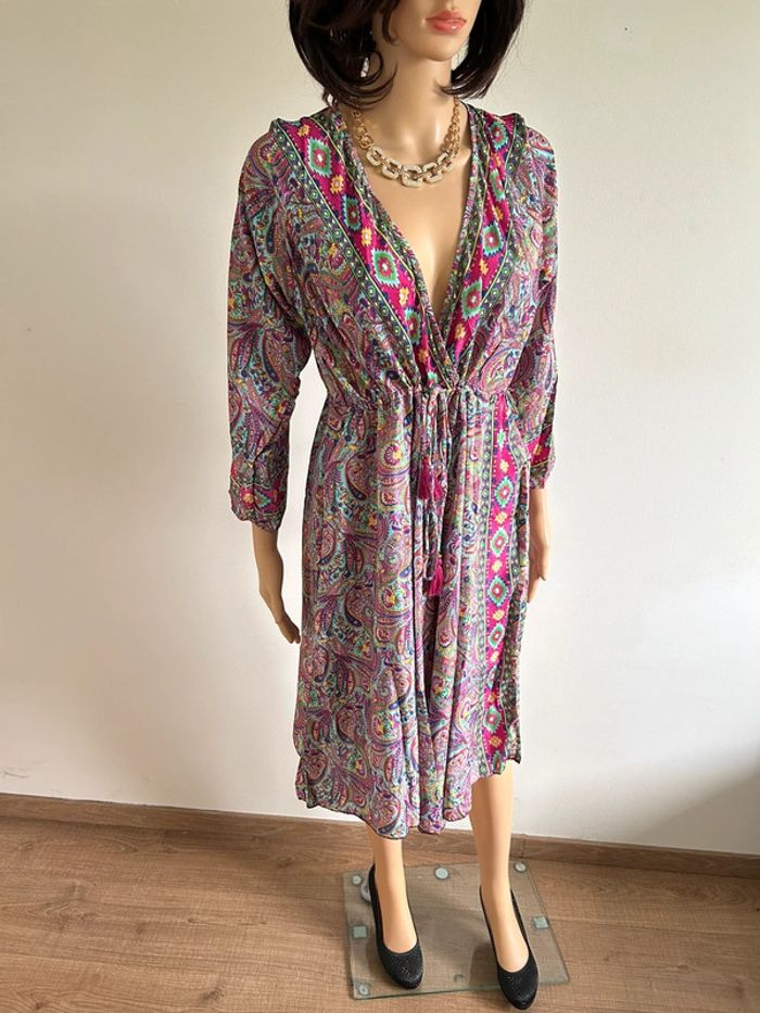 Robe imprimée neuve en soie Trebol taille unique - photo numéro 4