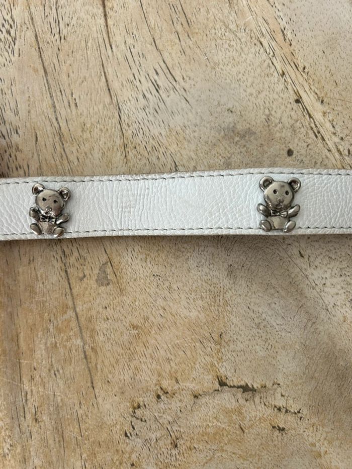 Ceinture cuir blanc ourson vintage - photo numéro 4