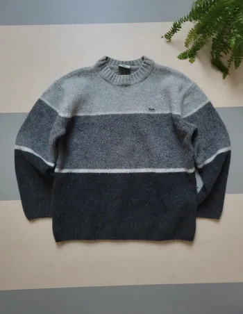 Pull knit en laine chaud pour l'hiver lacoste vintage gris noir blanc