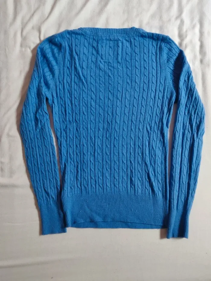 Pull col rond tressé/torsadé bleu clair H&M taille M - photo numéro 9