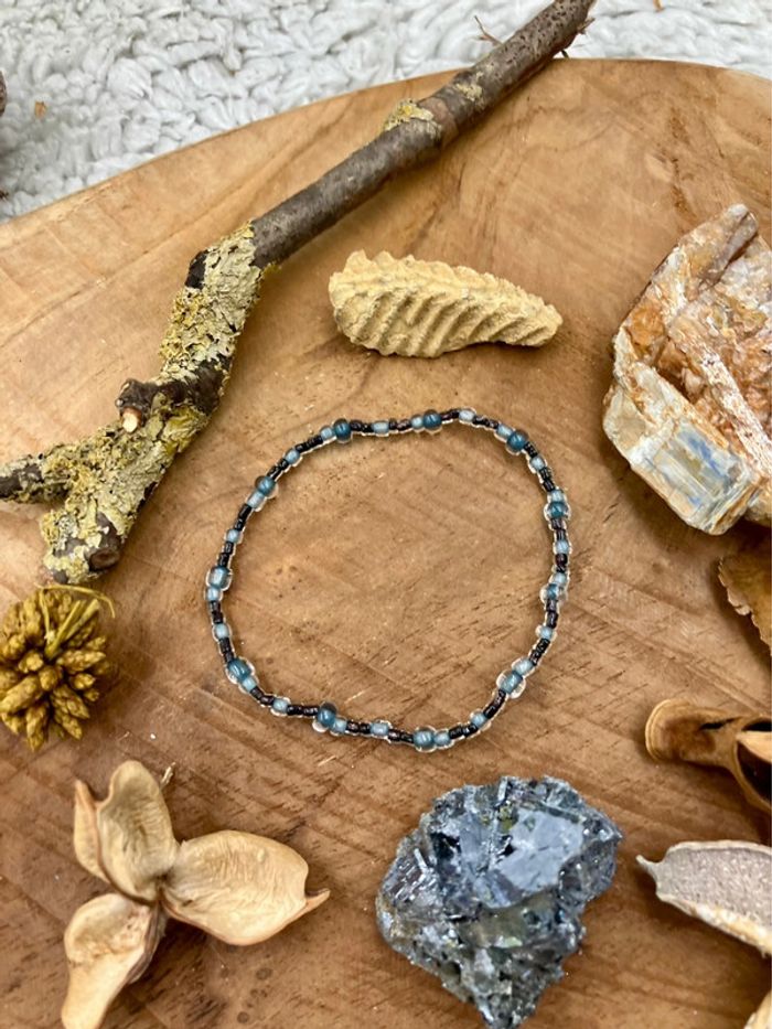 Bracelet en perle de rocaille gris - élastique - ethnique