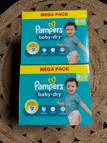 Couches Pampers taille 6 (T6), Lot de 2 cartons neufs 🏷️