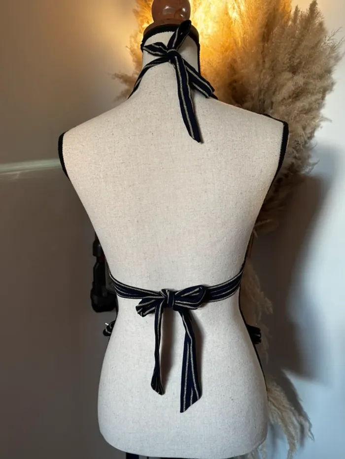 Bikini bleu marine rayé doré - photo numéro 6