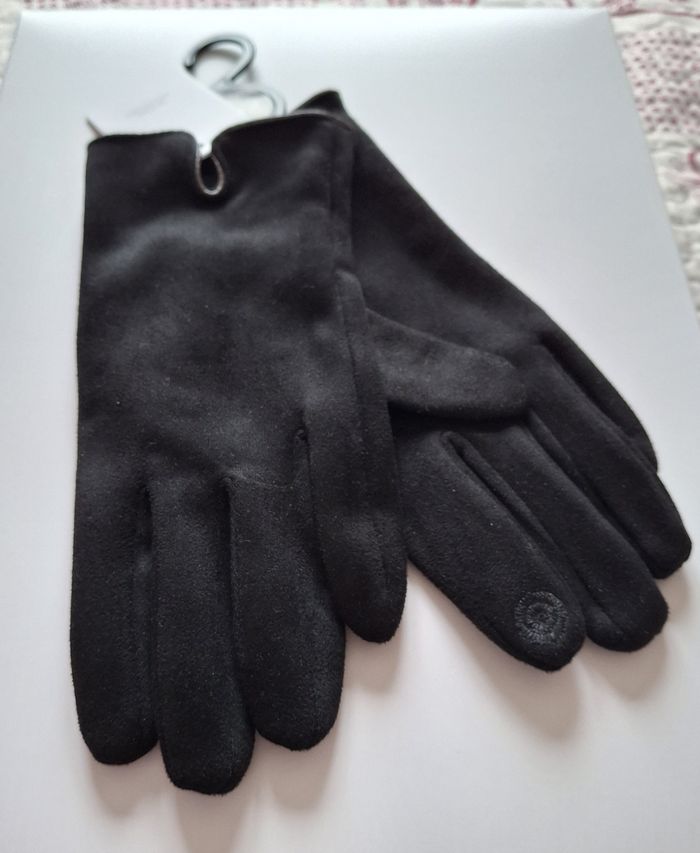 Paire de gants noir pour femme en simili velours - Taille M - Piazza Italia - photo numéro 3
