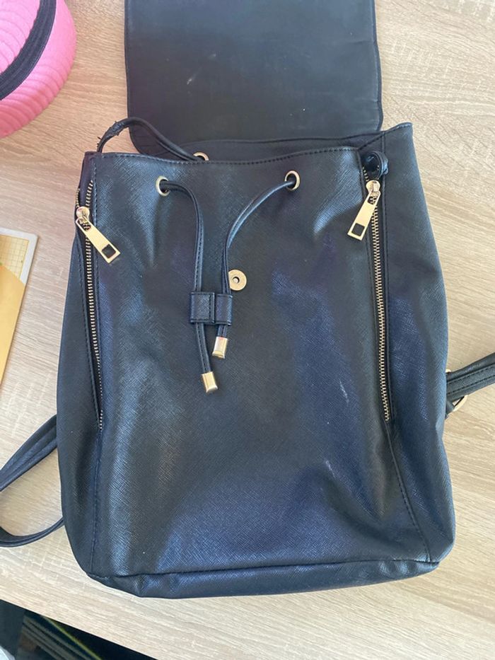 sac à dos style femme noir et or - photo numéro 2