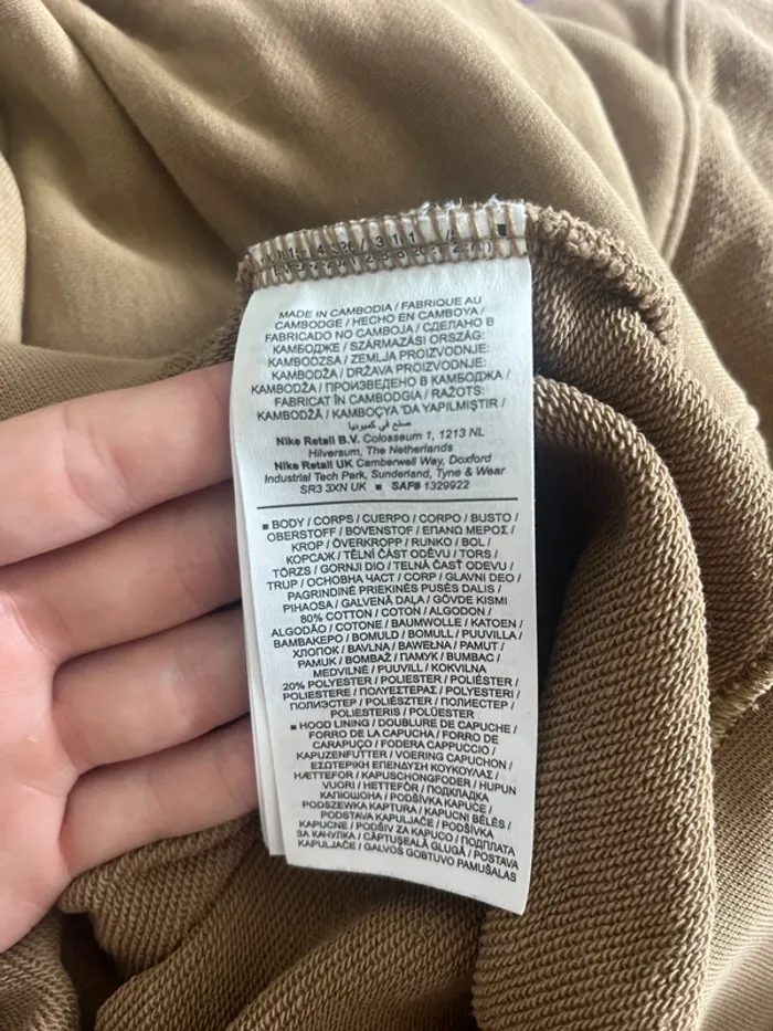Sweat à capuche Nike beige sable Taille L - photo numéro 4