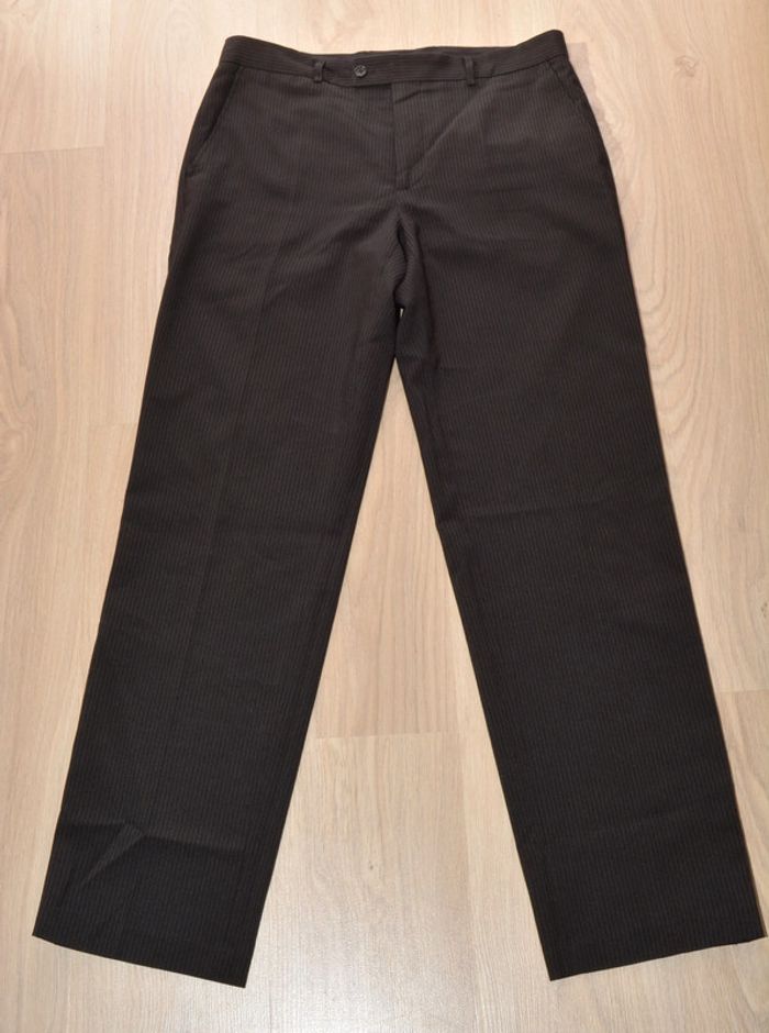 pantalon de ville de costume droit homme noir uni motif rayures taille 44
