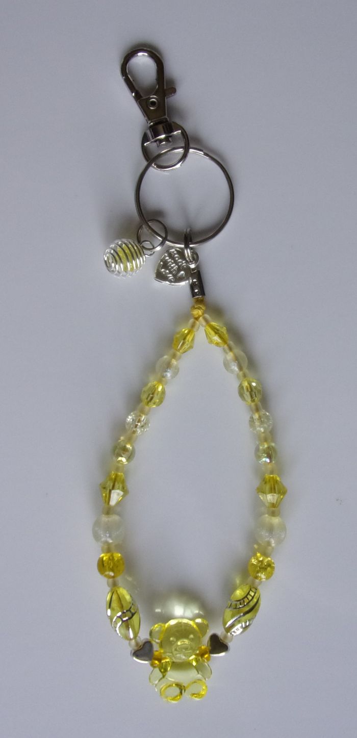 Porte clé ou Déco de sac à main ourson jaune
