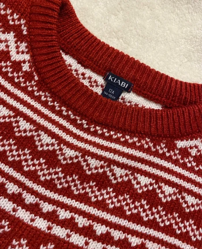 Pull Rouge & Blanc à Motifs Hivernaux – Kiabi – Taille 12 ans - photo numéro 3