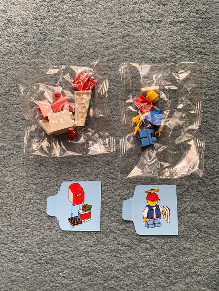 Lot lego minifigurine garçon billy avec sa lettre et boîte aux lettres