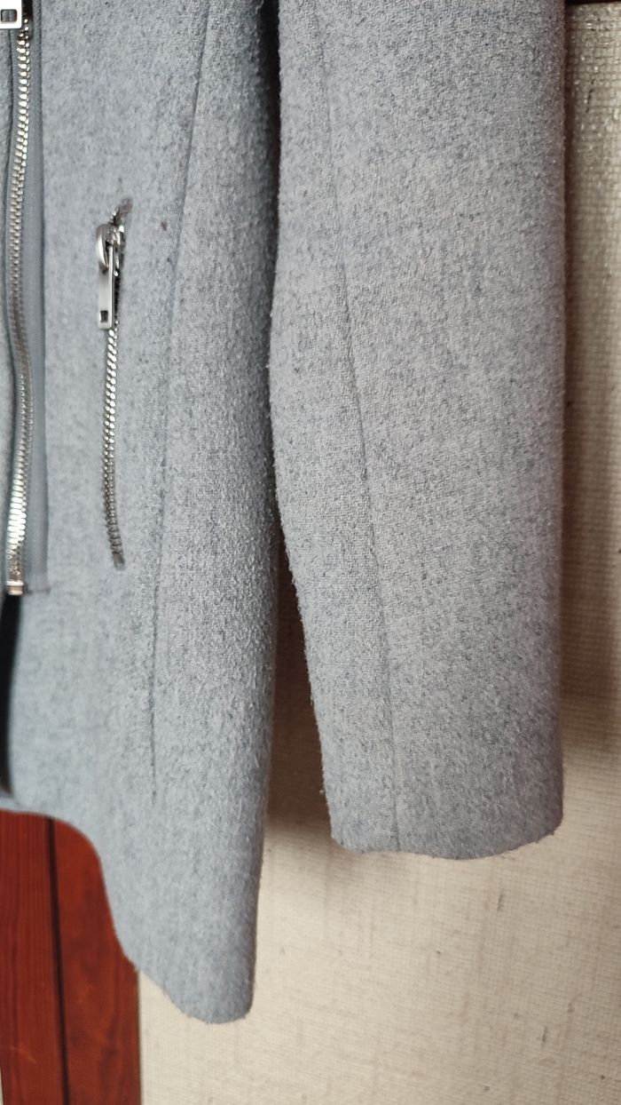 Manteau gris col amovible La redoute taille 34 - photo numéro 4