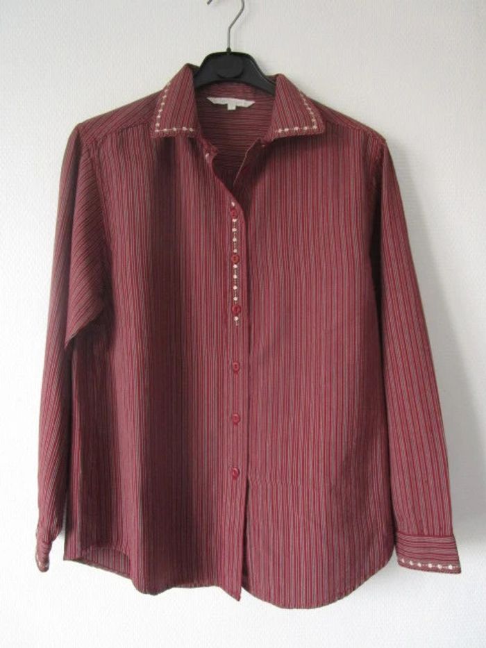 Chemise vintage rayée rouge/bordeaux 44 TBE - photo numéro 8