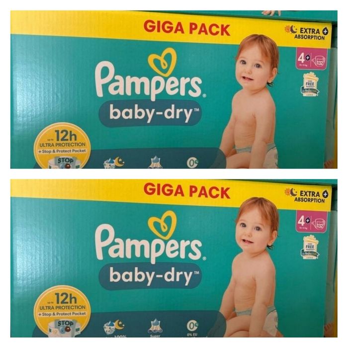 Lot de 264 Couches Pampers Baby Dry 10-15 kg Taille 4+Neuf