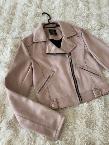 Perfecto rose poudré en daim taille 34