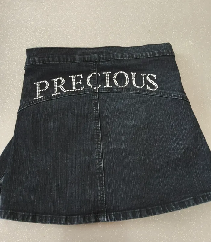 Mini jupe strass jean portefeuille plissée 10/27