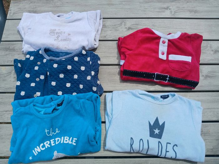 Lot 5 pyjamas 9 mois velours bébé garçon