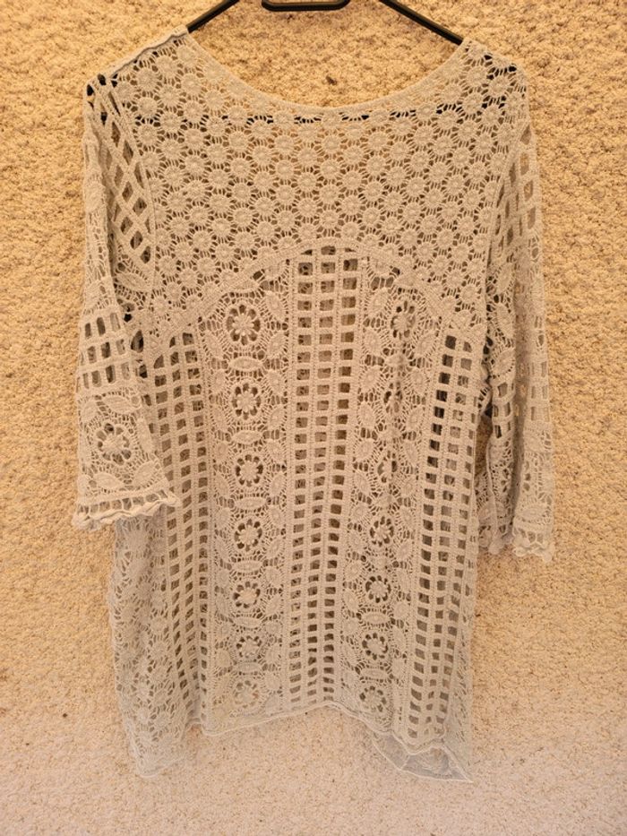 Tunique ethnique vintage mosaïque dentelle old money chic grunge - photo numéro 3