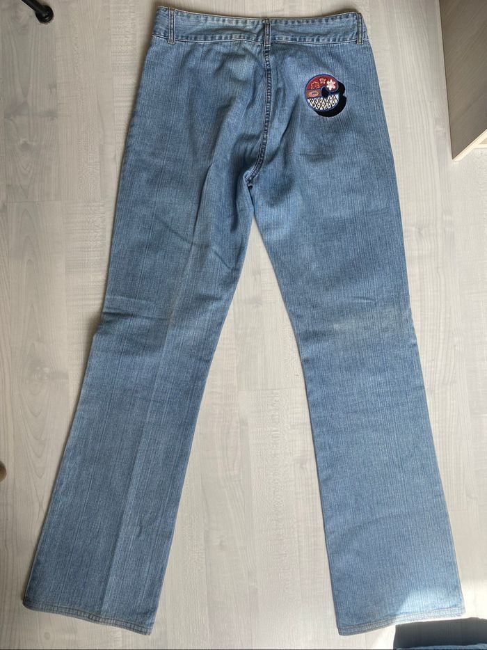 Jean bleu large vintage brodé cacharel - photo numéro 7