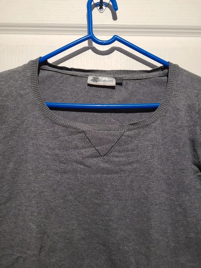 Pull gris avec coudieres argent - photo numéro 2