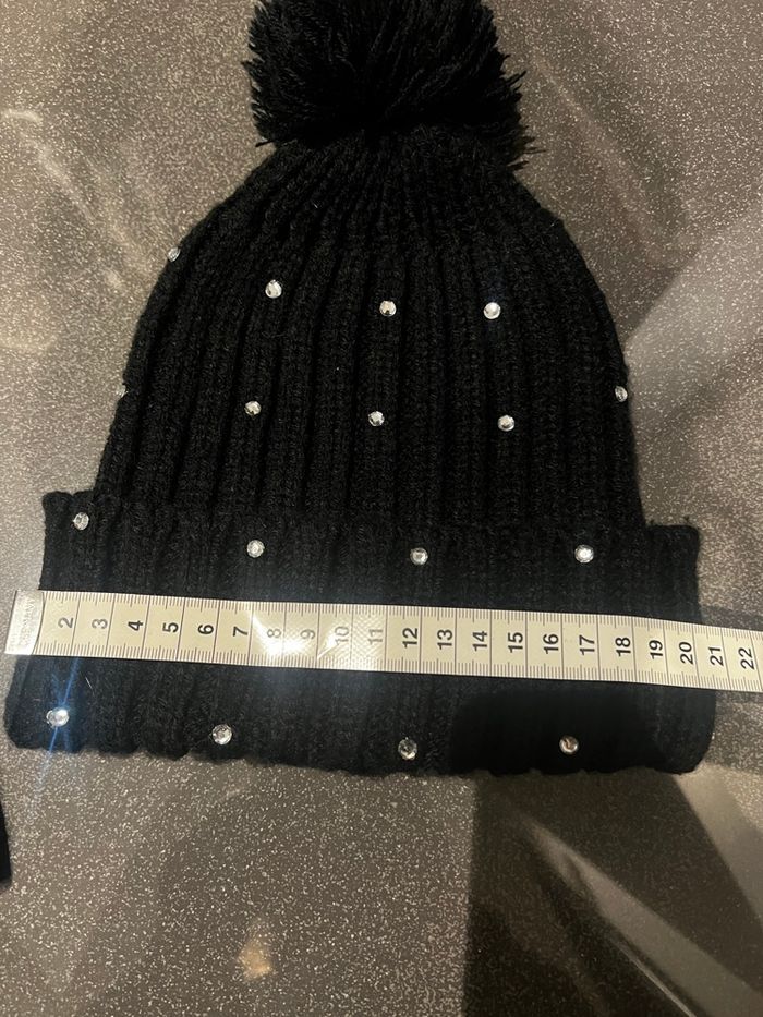 Lot 2 bonnets noirs à strass (Laine épaisse & fine) - photo numéro 4
