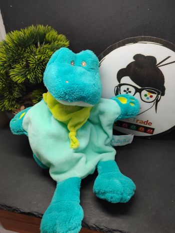 DD001112 Baby Nat' Savane Doudou marionnette crocodile bleu vert bn0397