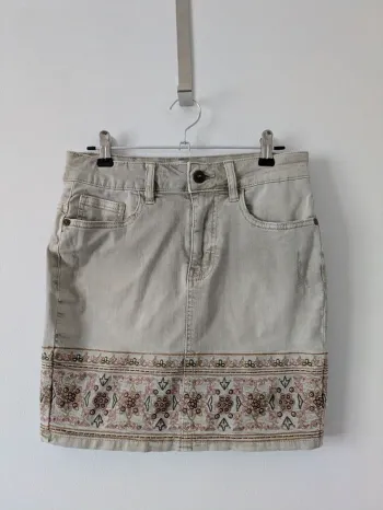 Jupe en jean brodée - Desigual - taille 24 (XS)