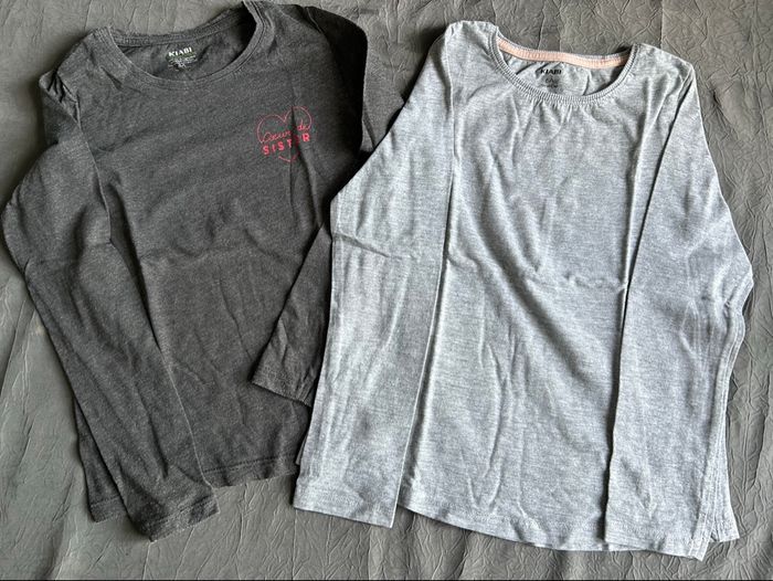 Lot de 5 t-shirts unis à manches longues fille - photo numéro 2