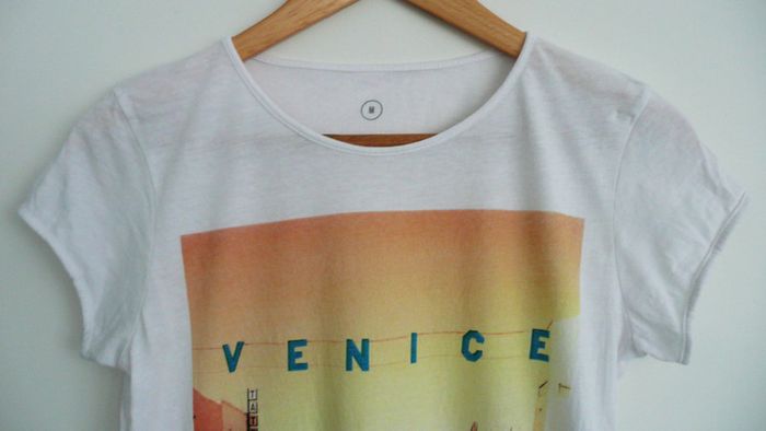 T shirt blanc imprime multicolore. Venice. California. Coton. Taille 38 - photo numéro 2