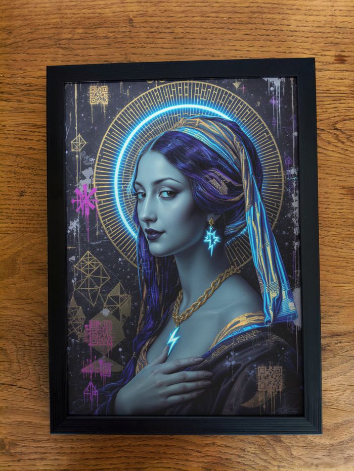 Affiche poster A4 (21×29,7 cm) art mural femme bleue cyberpunk néon déco moderne mystique - photo numéro 3