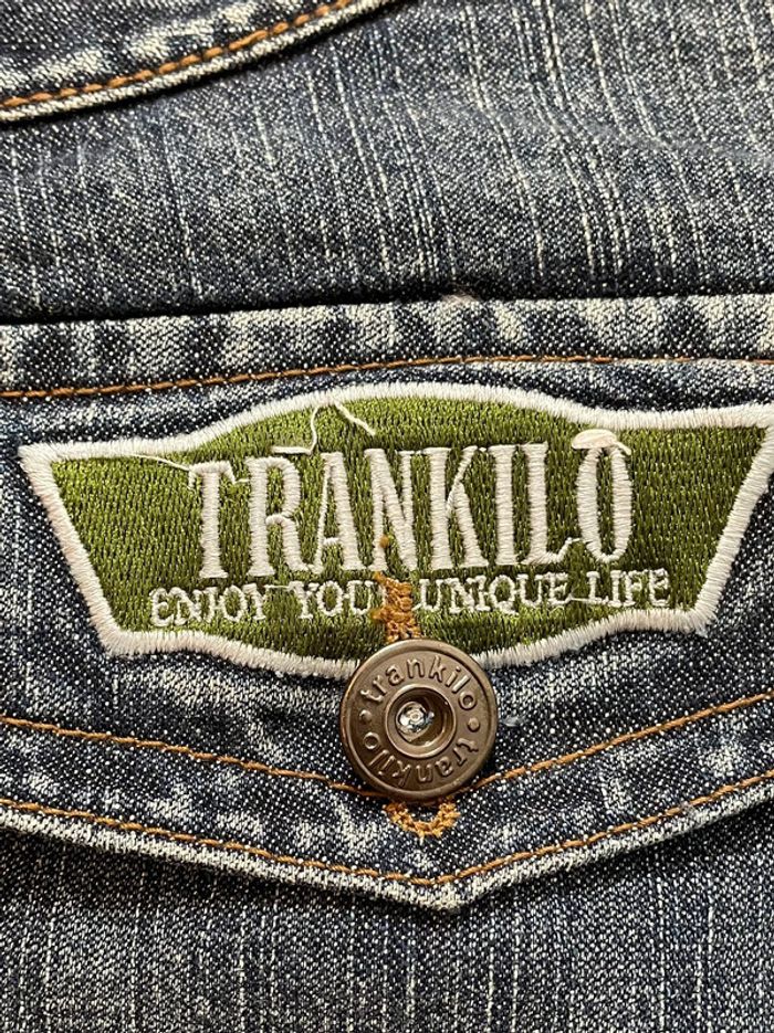 Pantalon en jean coupe skater baggy Trankilo brodé arrière croix y2k 100% coton 36US #4 - photo numéro 7