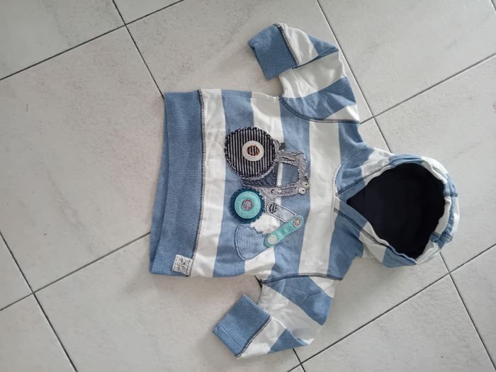 Sweat garçon 18mois rayé blanc bleu