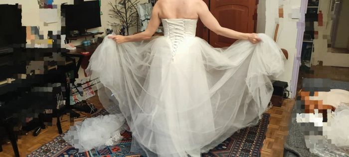 Robe de mariée bustier 36 "princesse" plumes et strass avec traîne et voile - photo numéro 6