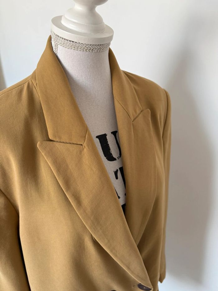 Blazer veste vest Zara long M manteau jas chaqueta Giacca abrigo Jaqueta tailleur perfecto jaune - photo numéro 5