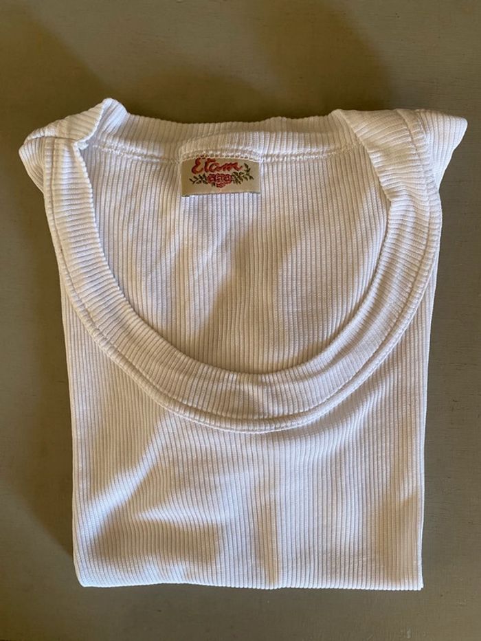 Tee shirt Etam vintage Made in France blanc maille côtelé taille S / M - photo numéro 12
