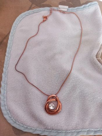 👧tour du cou collier métal + pierre