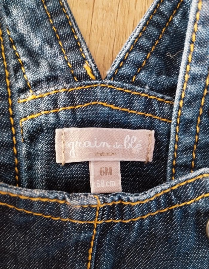 Salopette jupe en jean fille bleu taille 6 mois Grain de blé - photo numéro 4