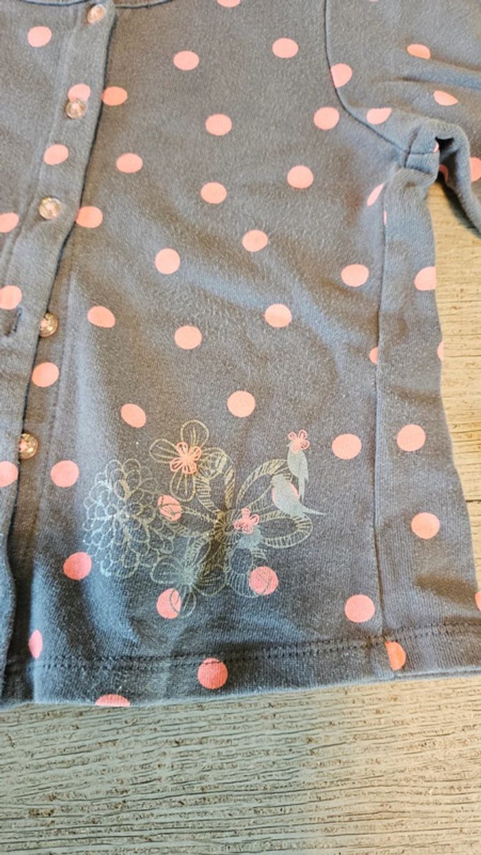 Gilet gris à points roses, manches longues, Orcehstra, 6 ans, nickel - photo numéro 3