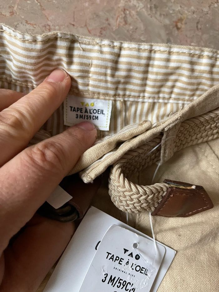 Pantalon garçon neuf lin 3 mois 59cm - photo numéro 5
