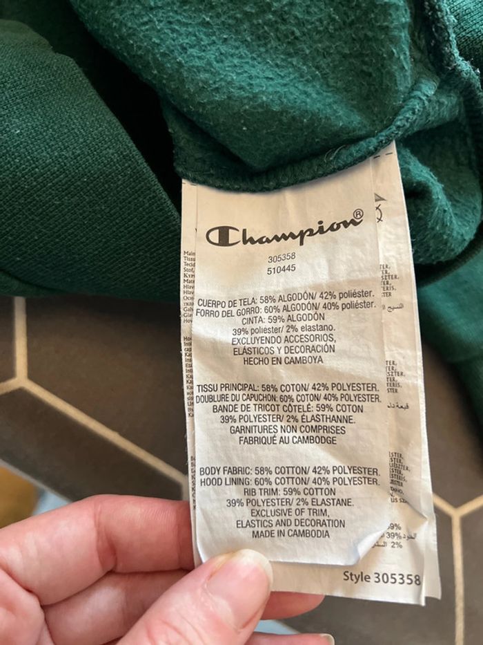 Sweat-shirt capuche vert 12 ans - Champion - photo numéro 5