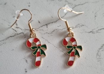 Paire de boucles d'oreilles sucre d'orge noël