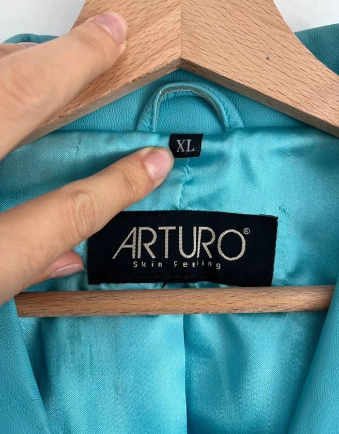 Veste de blazer en cuir turquoise de la marque Arturo - photo numéro 4