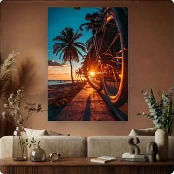 #85 Affiche “Coucher de Soleil Vélo” poster plage tropicale déco murale cinéma A3 Sans cadre