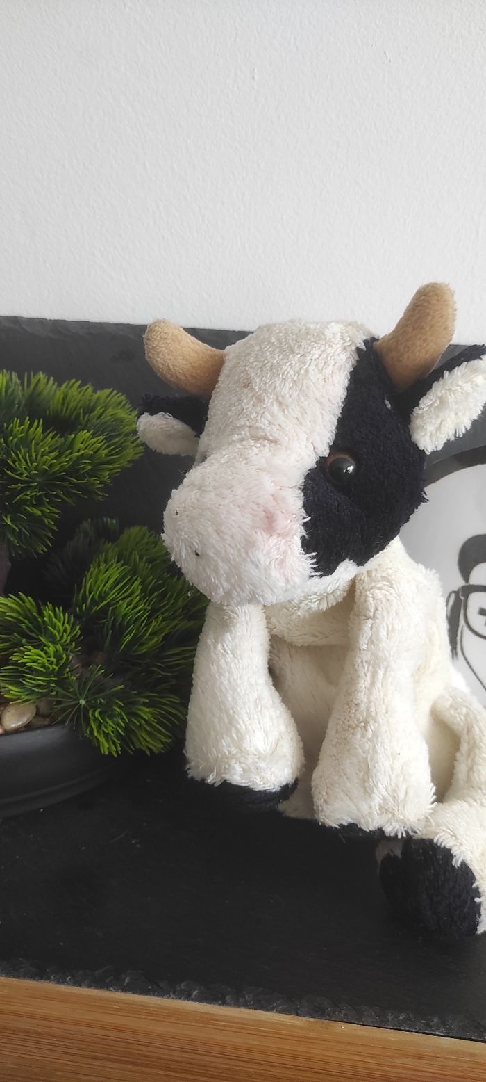 Noukies Doudou peluche Vache noire blanche 28 cm ancien vintage Billes - photo numéro 3