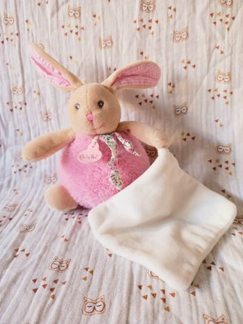 Doudou lapin Poupi beige rose mouchoir Baby Nat