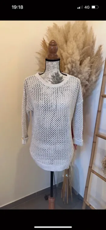 Pull ajouré blanc